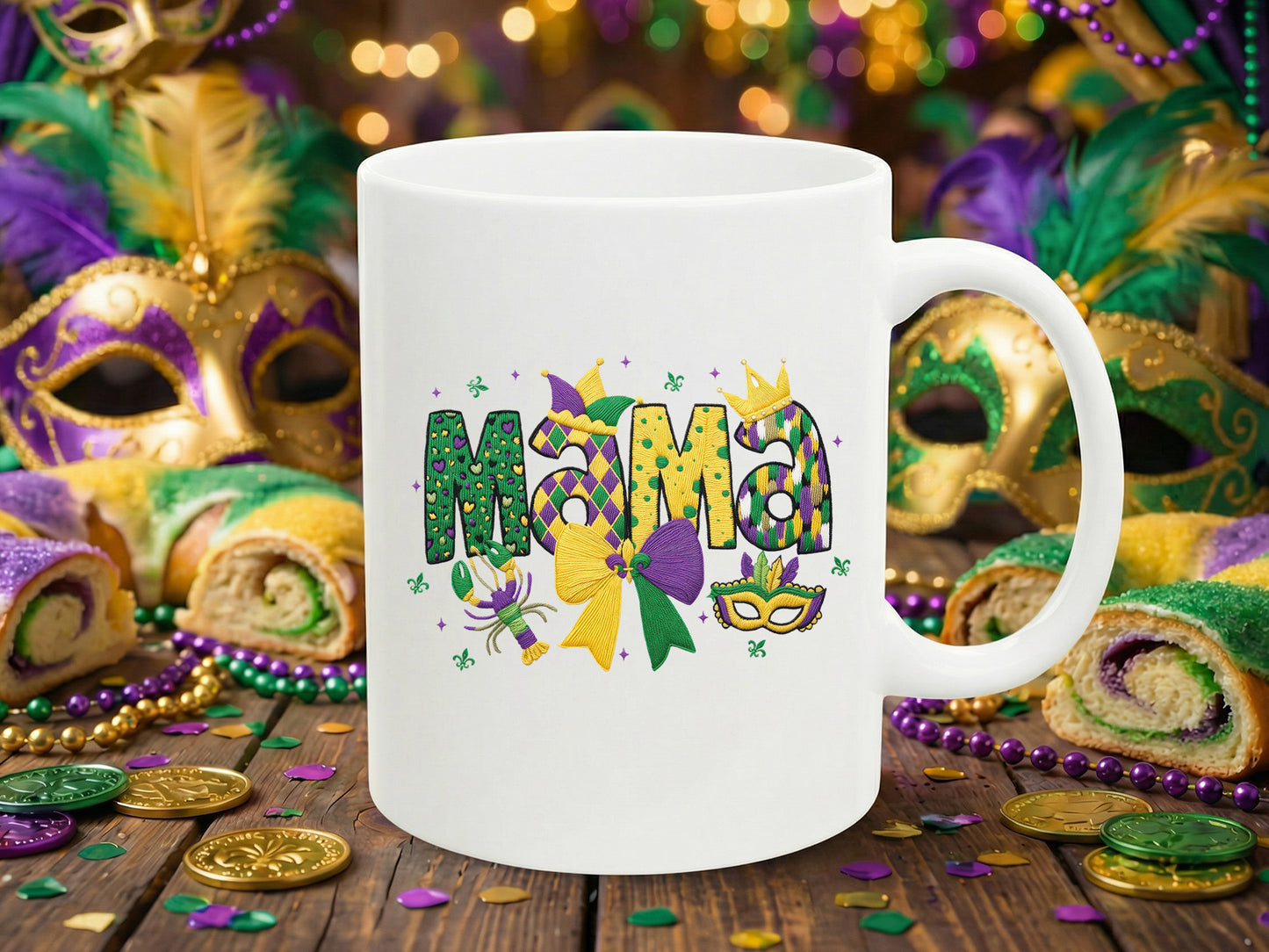 Faux Yarn Mama Mardi Gras Sublimation Print