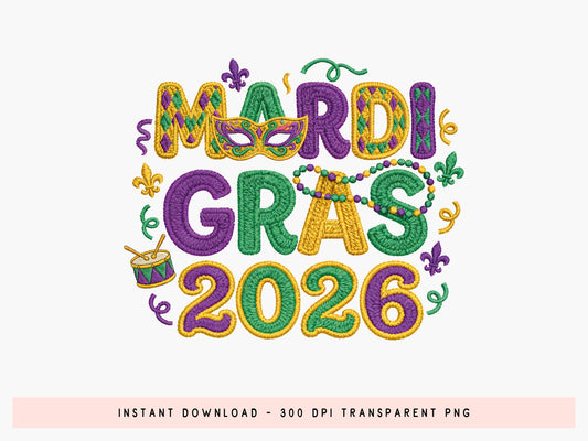 Faux Yarn Mardi Gras 2026 Sublimation