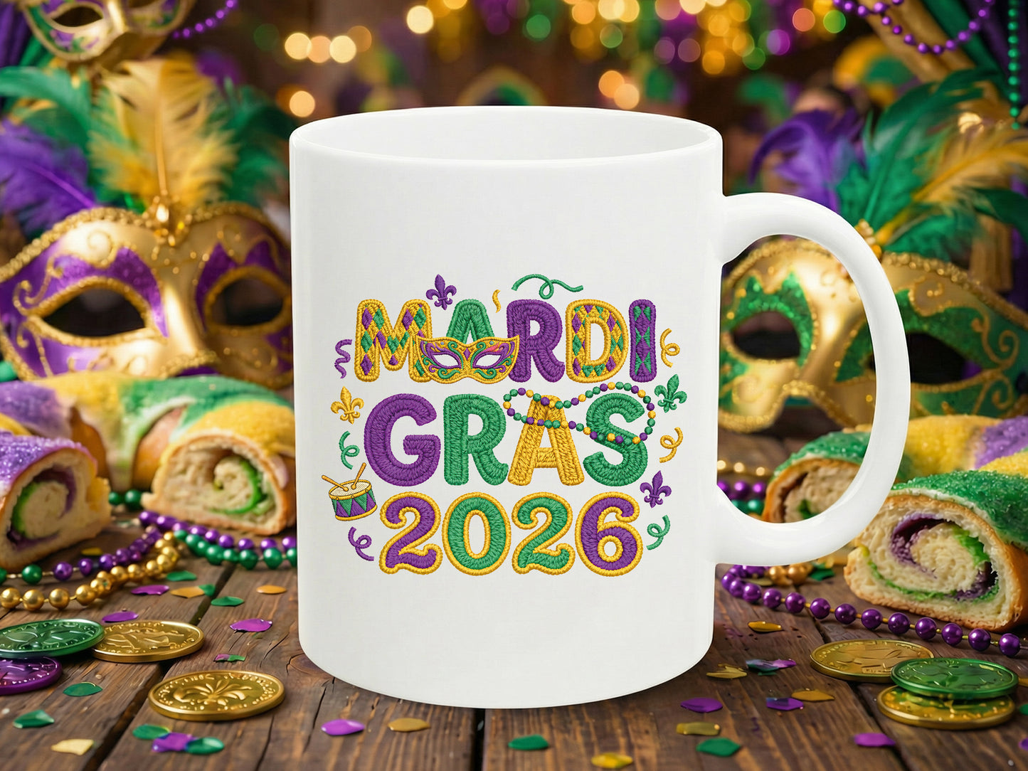 Faux Yarn Mardi Gras 2026 Sublimation