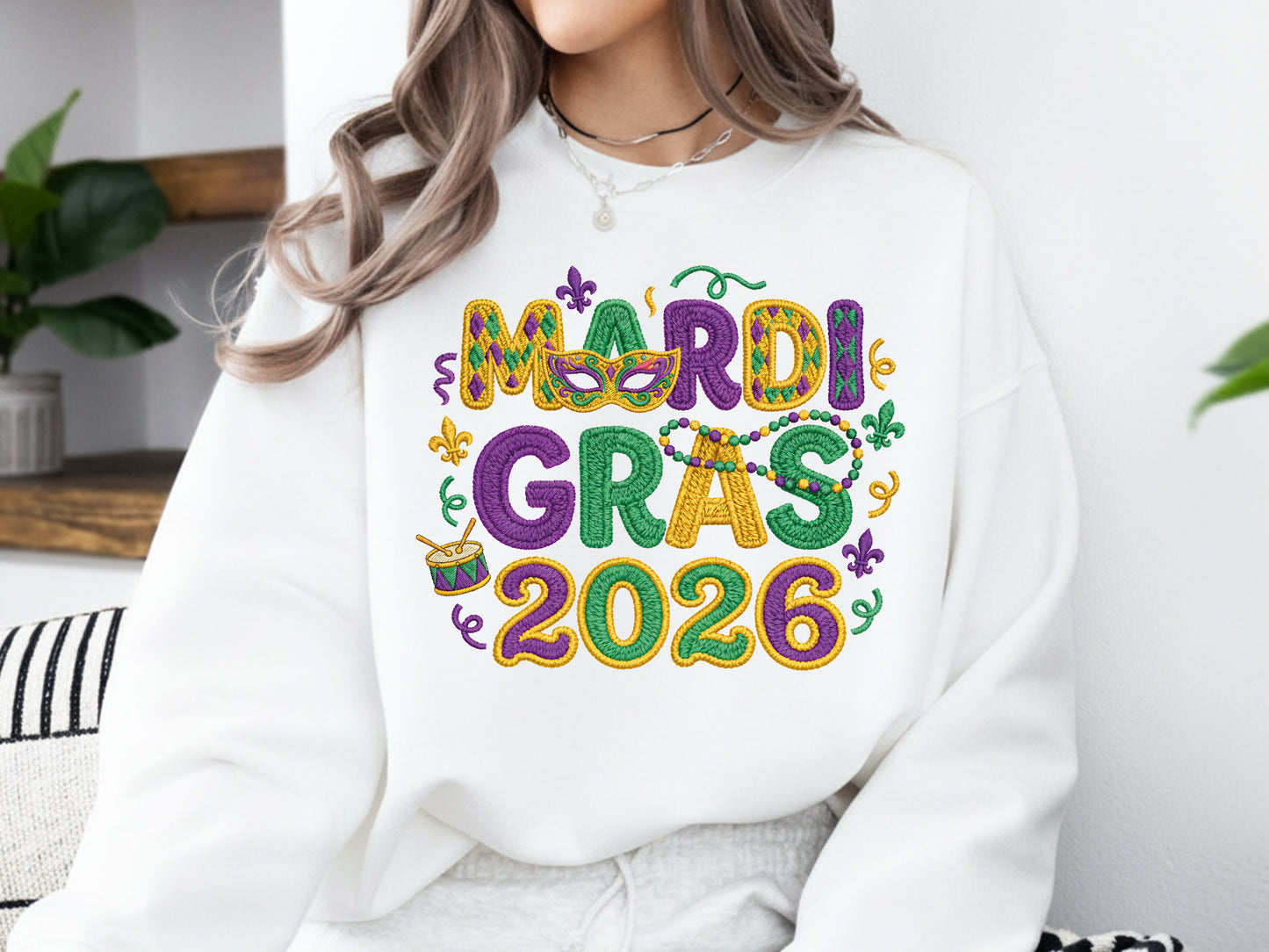 Faux Yarn Mardi Gras 2026 Sublimation