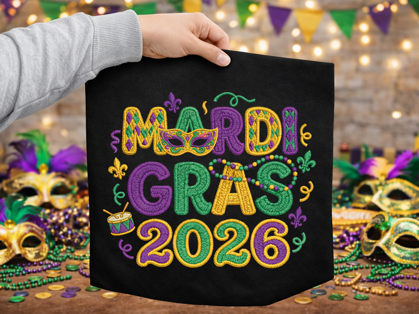 Faux Yarn Mardi Gras 2026 Sublimation