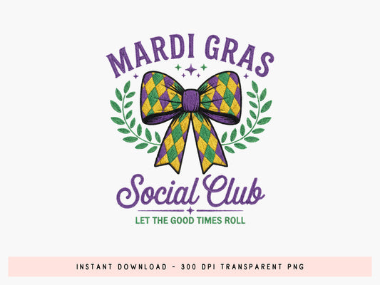 Faux Yarn Mardi Gras Social Club Sublimation