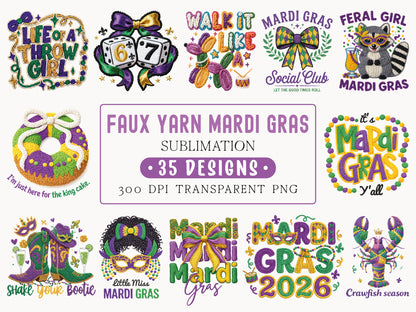Faux Yarn Mardi Gras Sublimation Designs Bundle