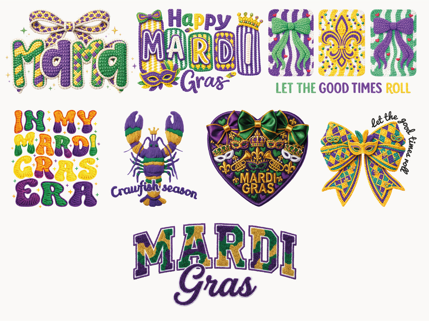 Faux Yarn Mardi Gras Sublimation Designs Bundle