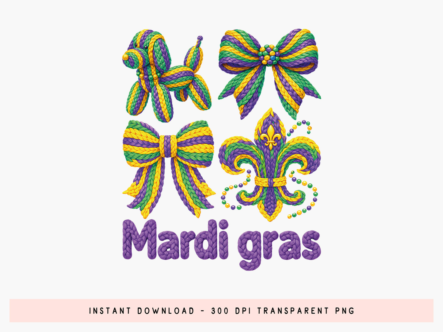 Faux Yarn Mardi Gras Sublimation Print
