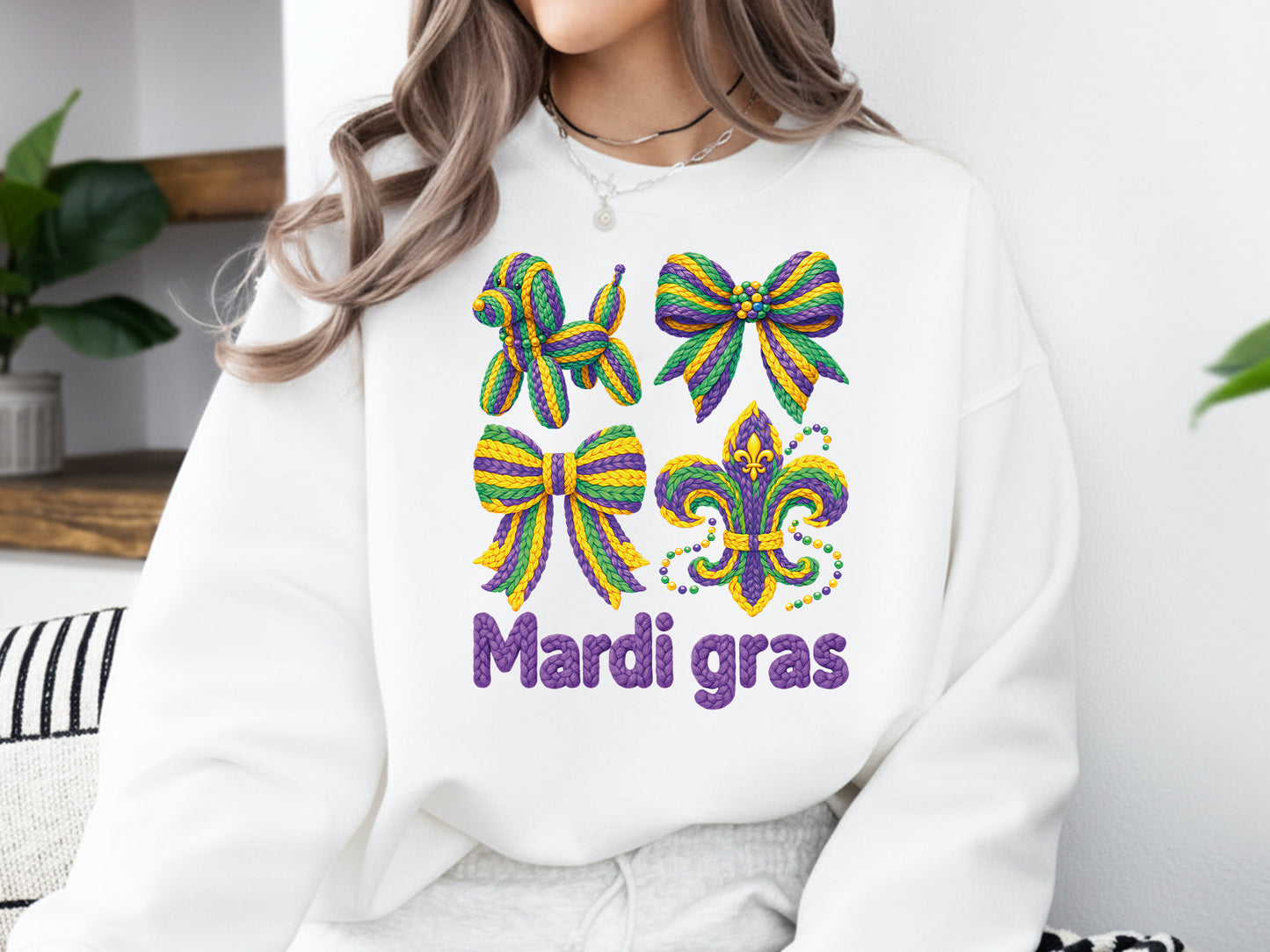 Faux Yarn Mardi Gras Sublimation Print