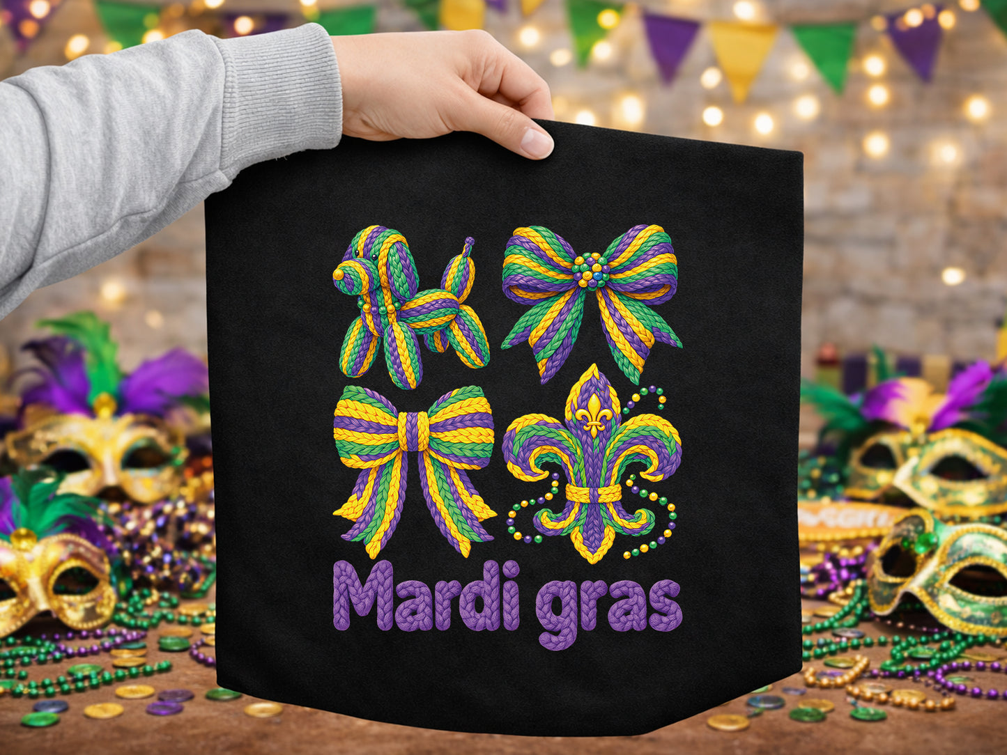 Faux Yarn Mardi Gras Sublimation Print