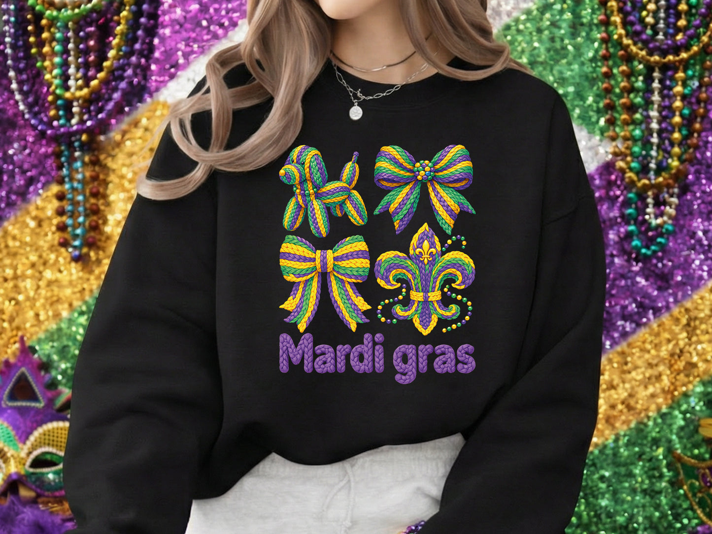 Faux Yarn Mardi Gras Sublimation Print