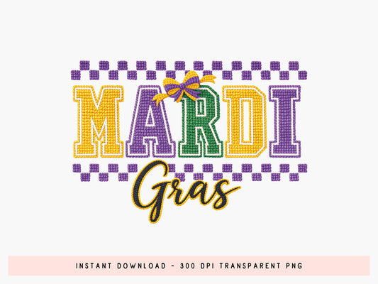 Faux Yarn Mardi Gras Sublimation Transfer