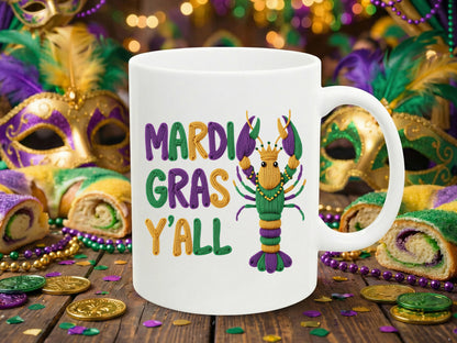 Faux Yarn Mardi Gras Y'all Crawfish Sublimation