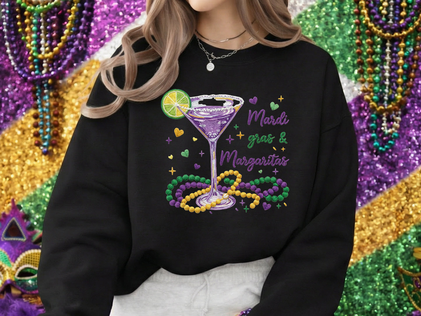 Faux Yarn Mardi Gras & Margaritas Sublimation