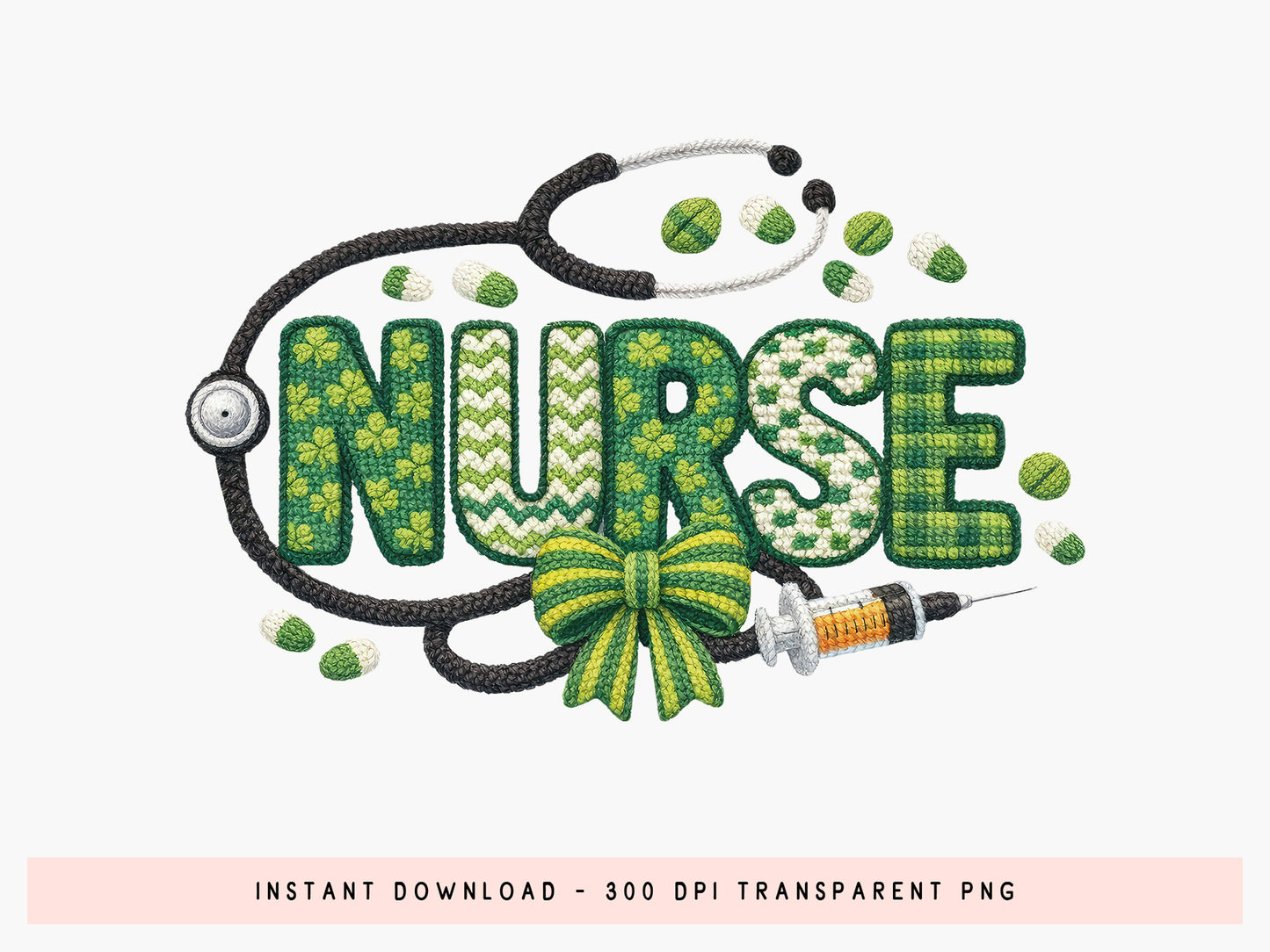 Faux Yarn Nurse St Patrick's Day Sublimation
