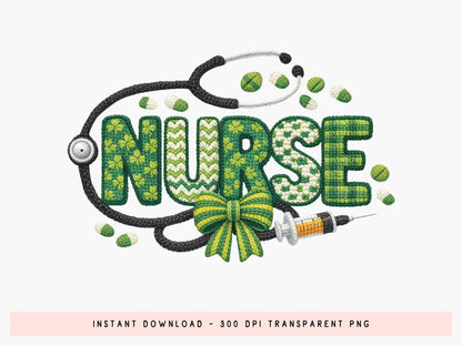 Faux Yarn Nurse St Patrick's Day Sublimation