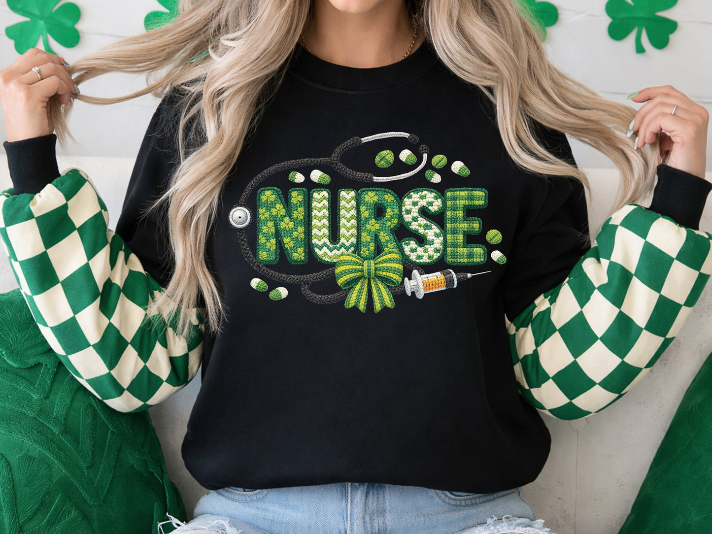 Faux Yarn Nurse St Patrick's Day Sublimation