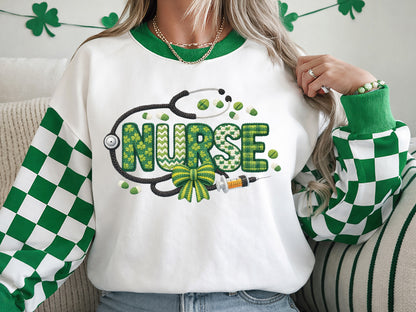 Faux Yarn Nurse St Patrick's Day Sublimation