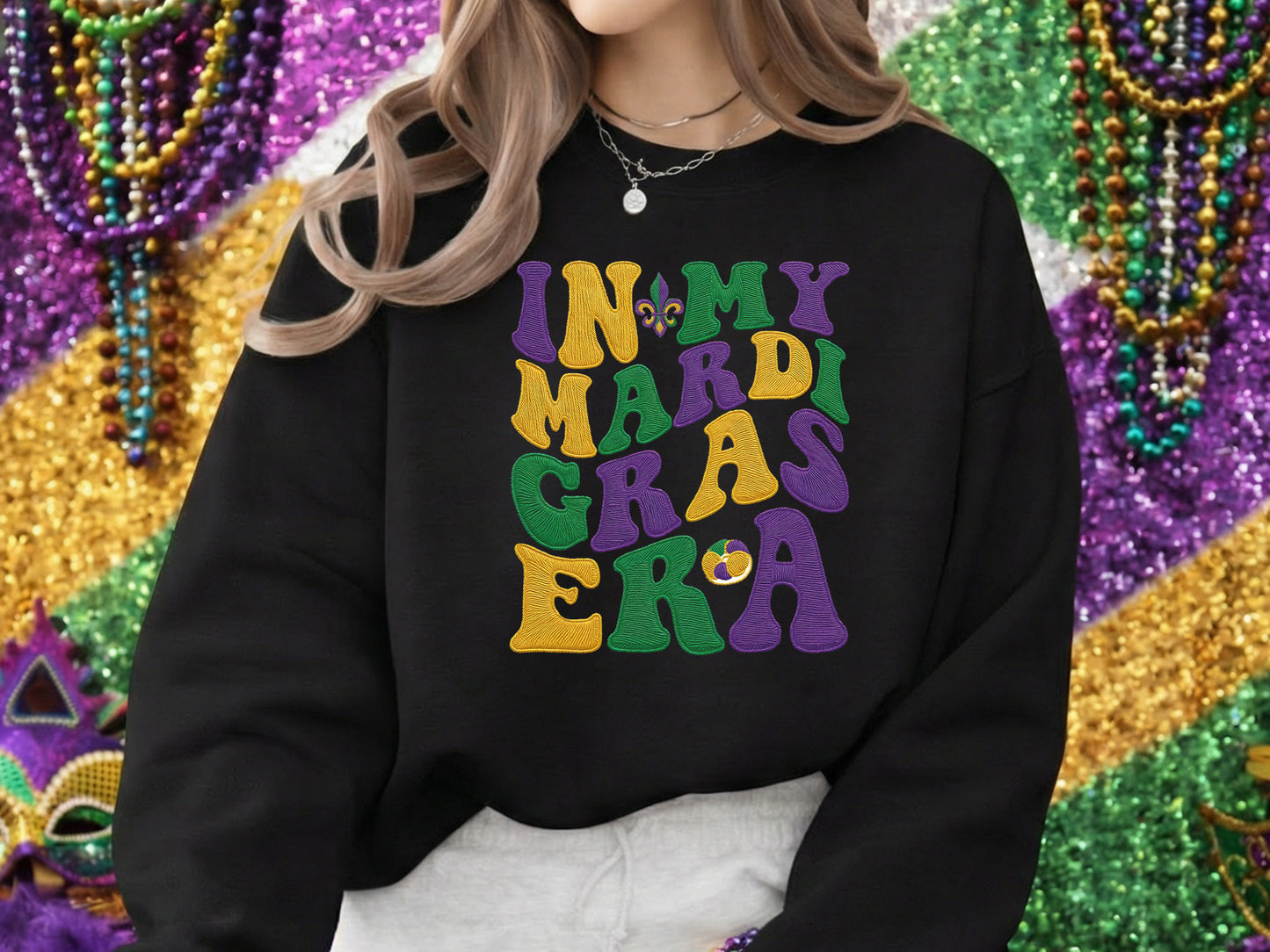 Faux Yarn Retro In My Mardi Gras Era PNG