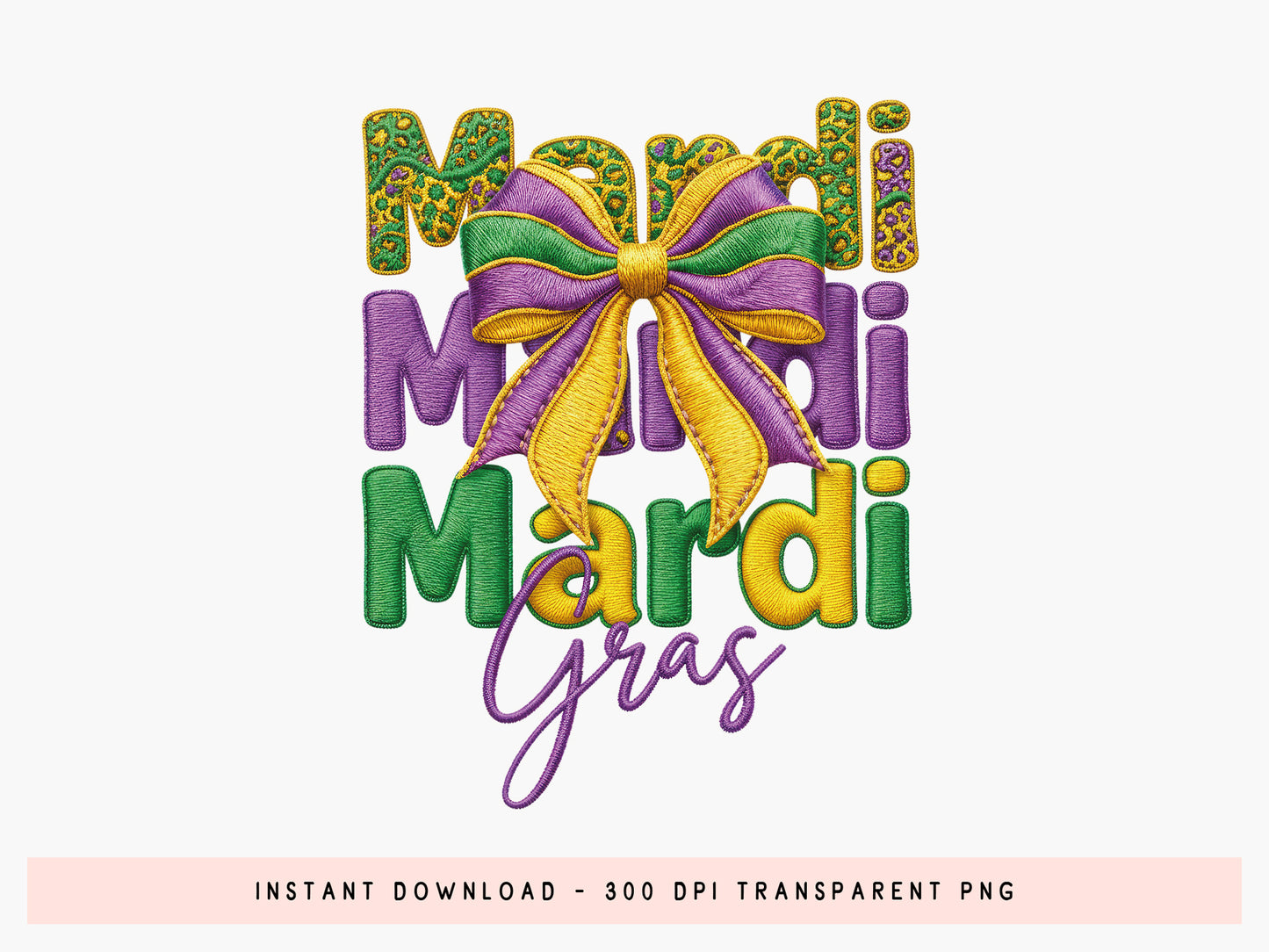 Faux Yarn Retro Mardi Gras Sublimation PNG