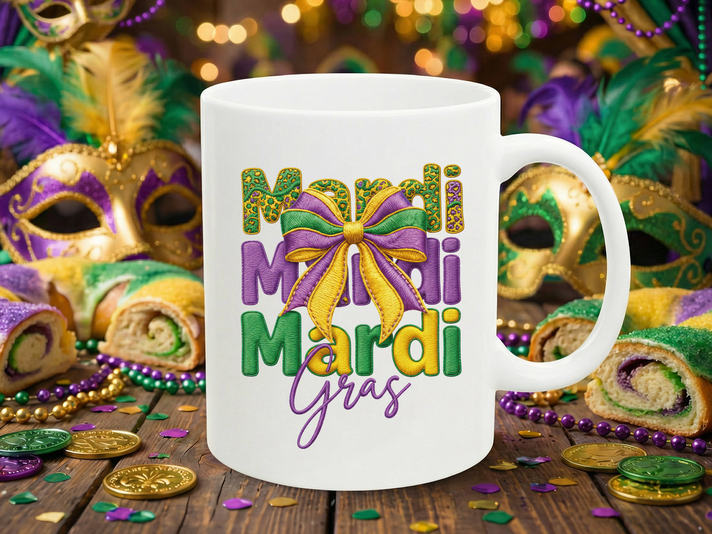 Faux Yarn Retro Mardi Gras Sublimation PNG