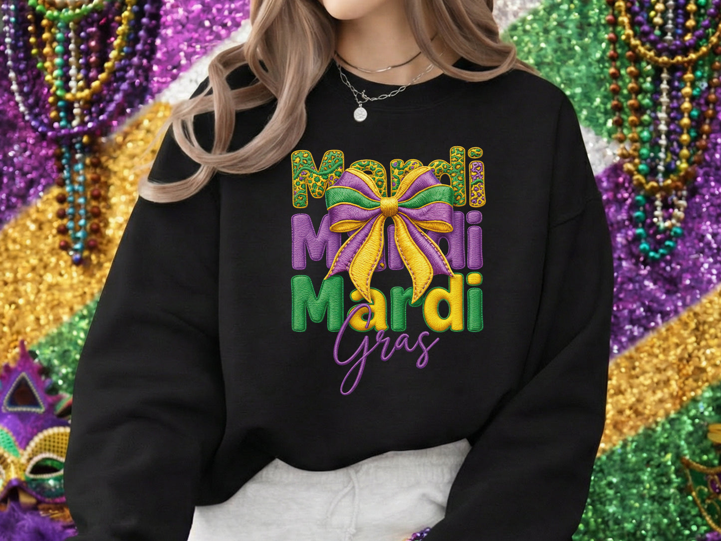 Faux Yarn Retro Mardi Gras Sublimation PNG