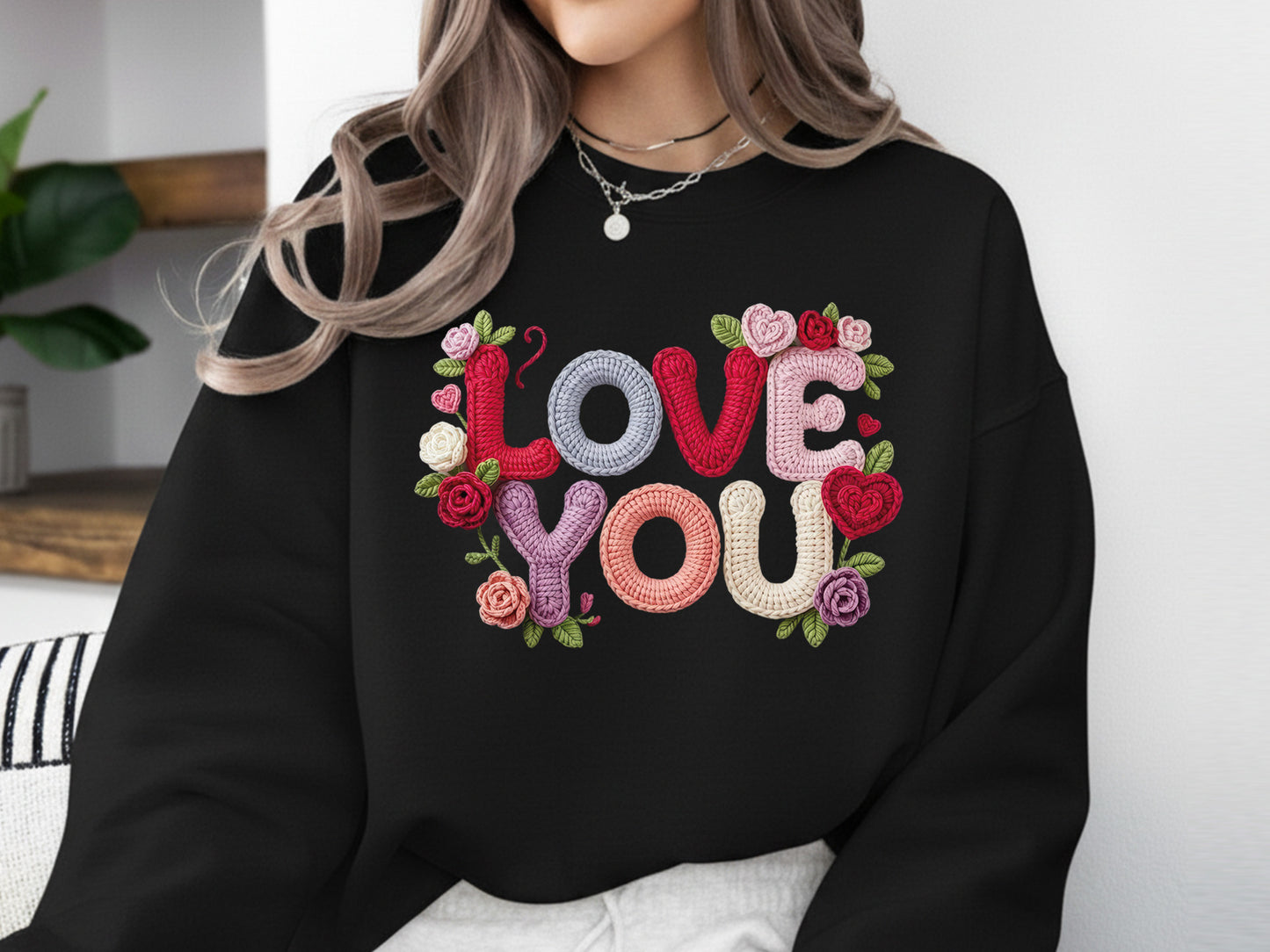 Faux Yarn Rose Love You Valentine Sublimation