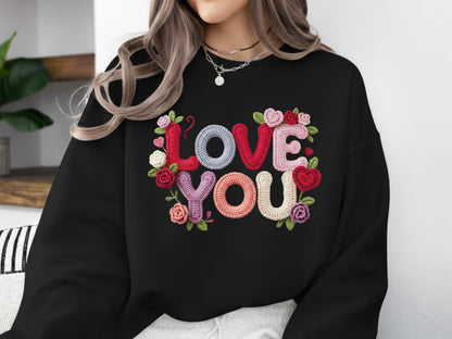 Faux Yarn Rose Love You Valentine Sublimation