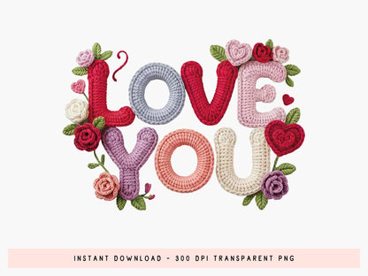 Faux Yarn Rose Love You Valentine Sublimation