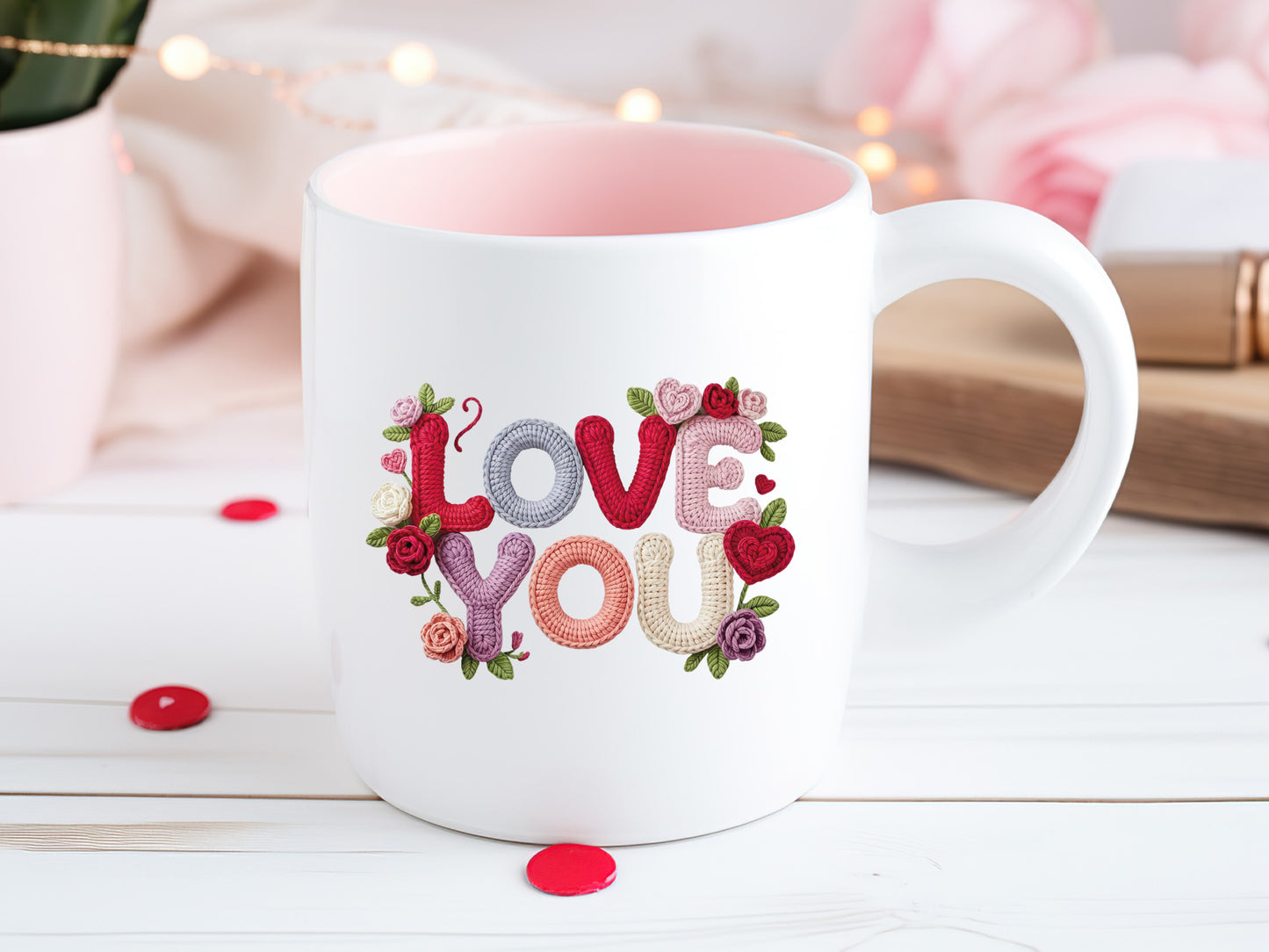 Faux Yarn Rose Love You Valentine Sublimation