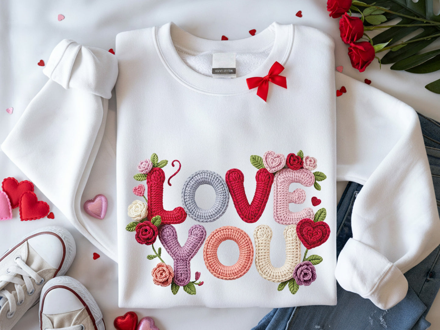Faux Yarn Rose Love You Valentine Sublimation