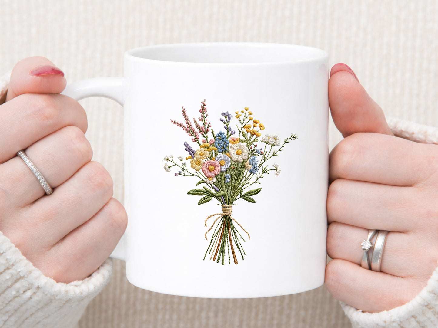 Faux Yarn Spring Flower Sublimation Design