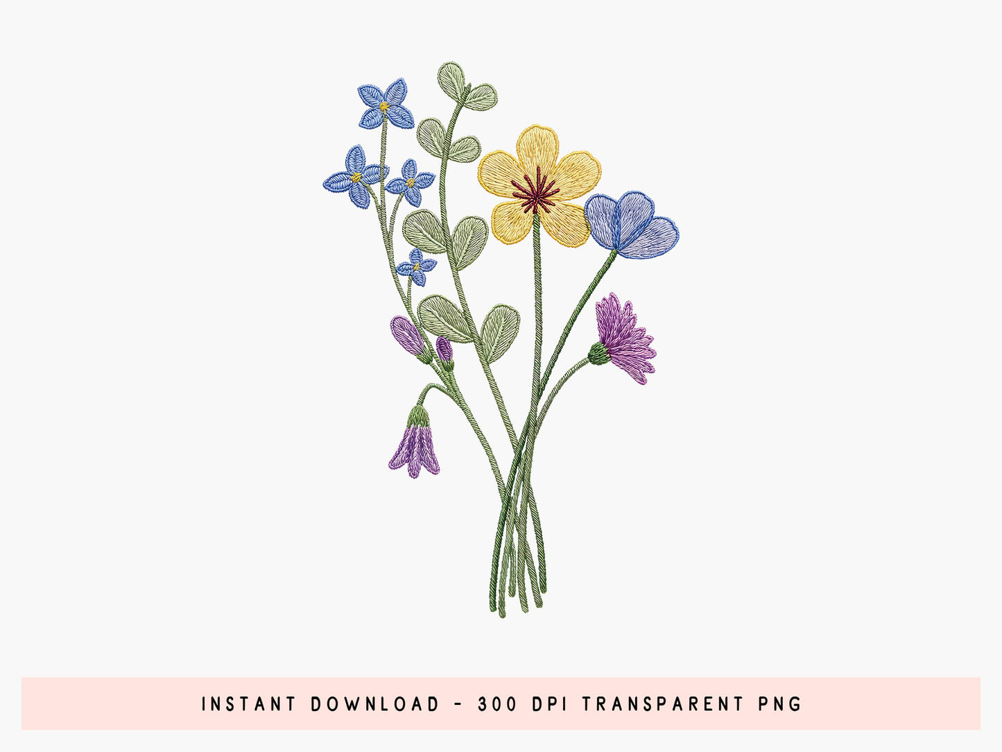 Faux Yarn Spring Wildflower PNG Design