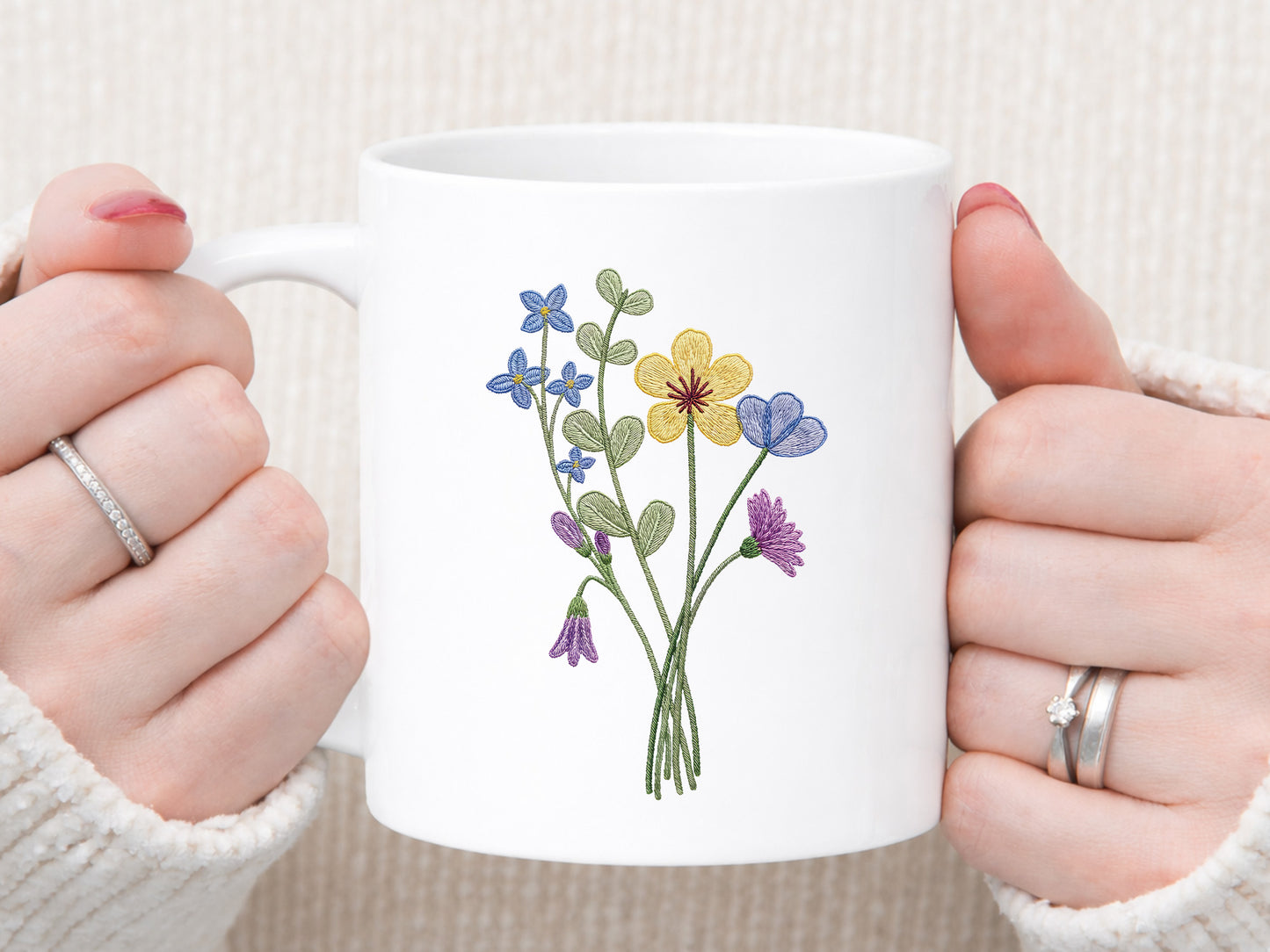 Faux Yarn Spring Wildflower PNG Design