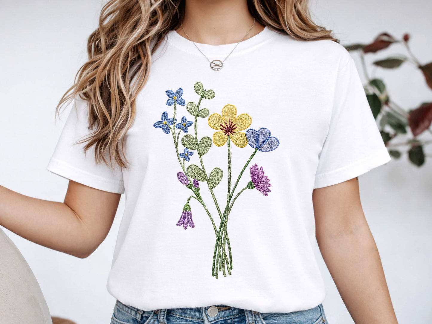 Faux Yarn Spring Wildflower PNG Design