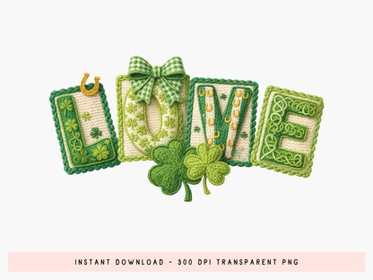 Faux Yarn St Patrick's Day Love Sublimation Design
