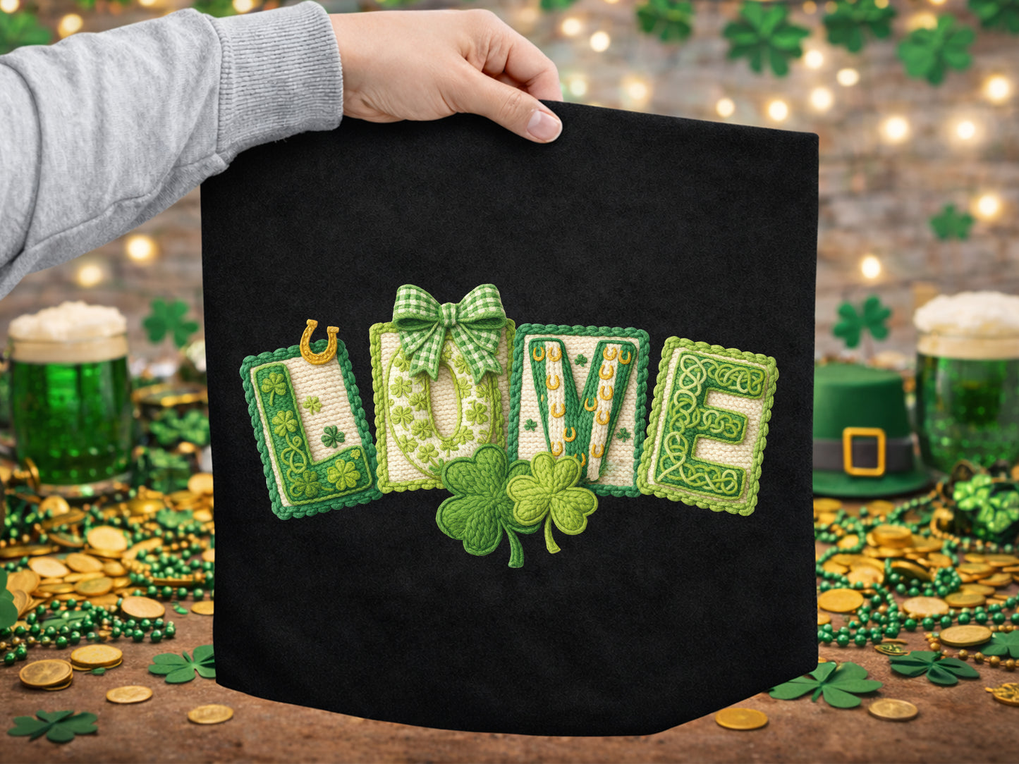 Faux Yarn St Patrick's Day Love Sublimation Design