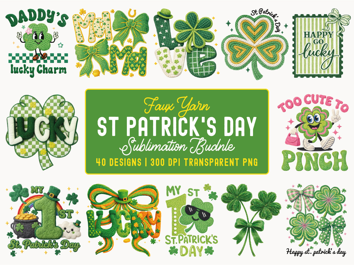 Faux Yarn St Patrick's Day PNG Sublimation Bundle