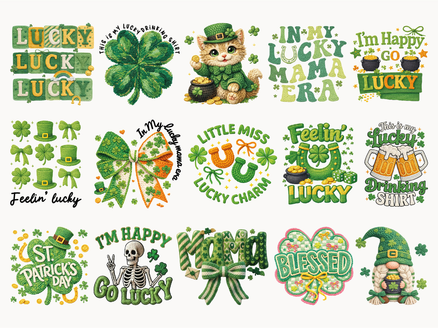 Faux Yarn St Patrick's Day PNG Sublimation Bundle
