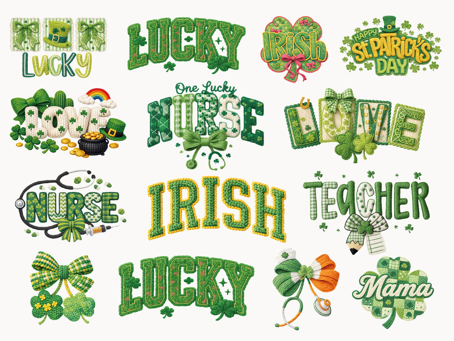 Faux Yarn St Patrick's Day PNG Sublimation Bundle