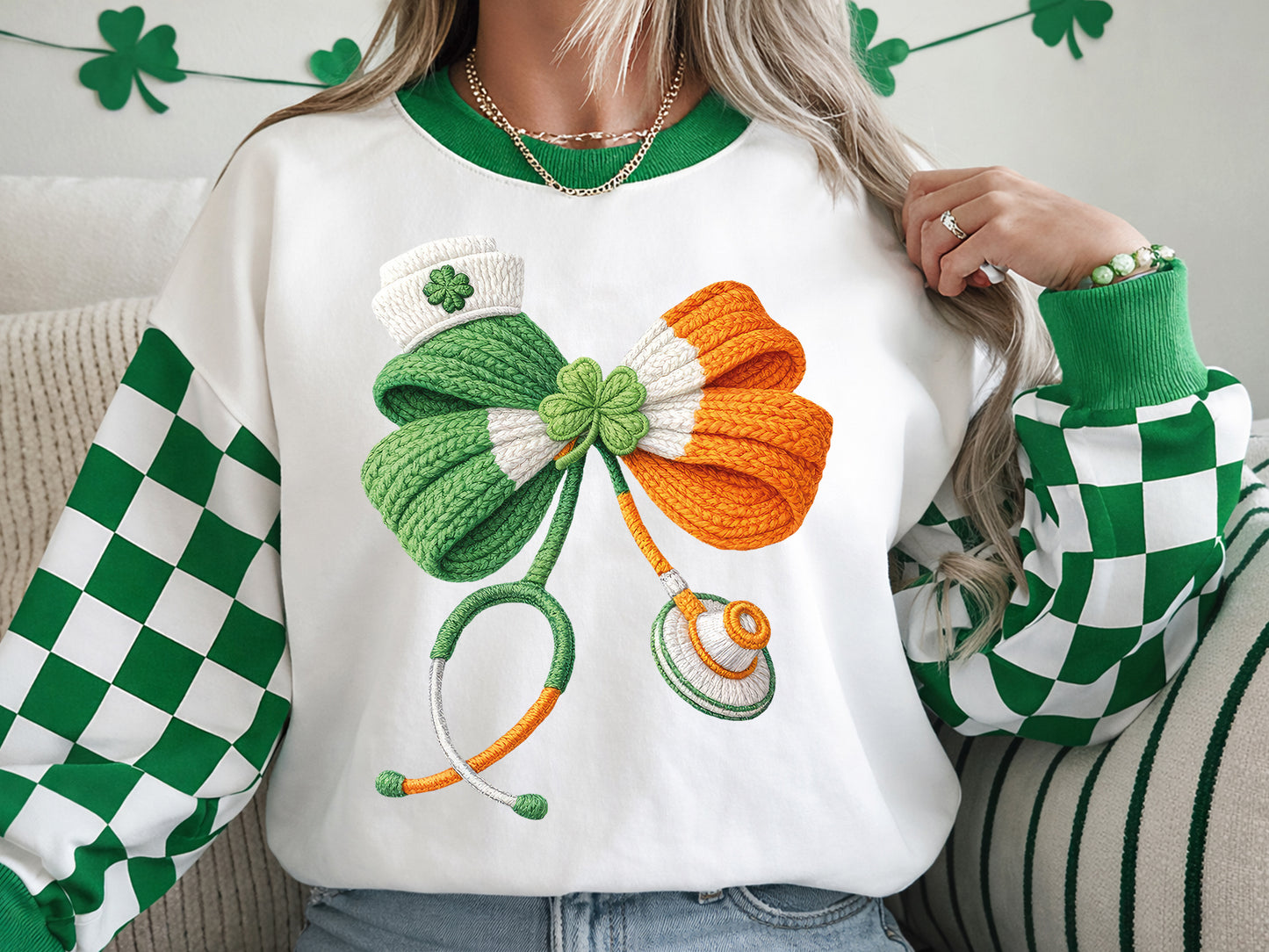 Faux Yarn Stethoscope St Patrick's Clipart PNG
