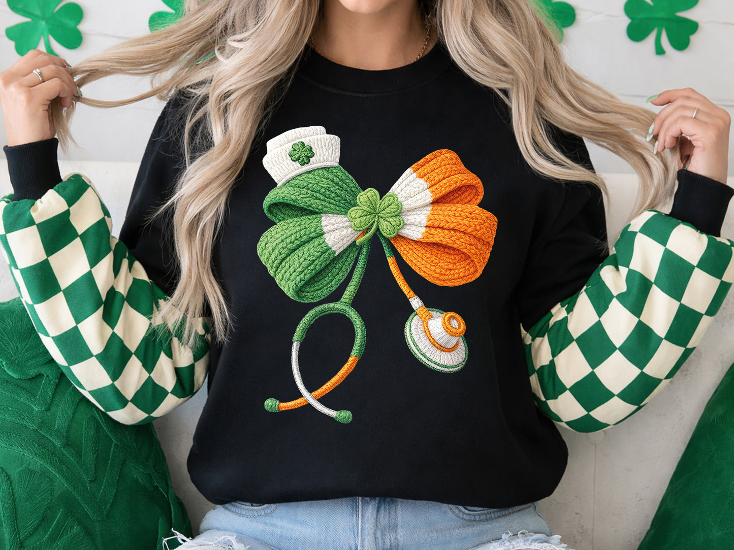 Faux Yarn Stethoscope St Patrick's Clipart PNG