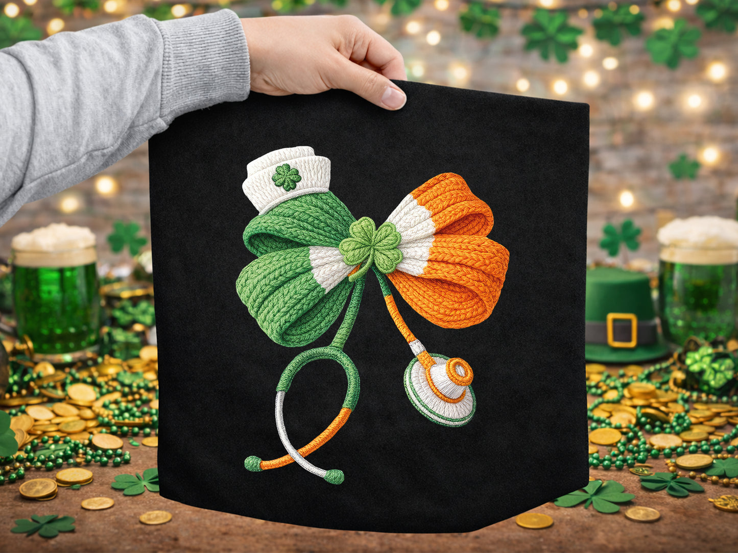 Faux Yarn Stethoscope St Patrick's Clipart PNG