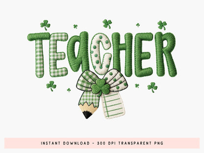 Faux Yarn Teacher St Patrick's Day PNG