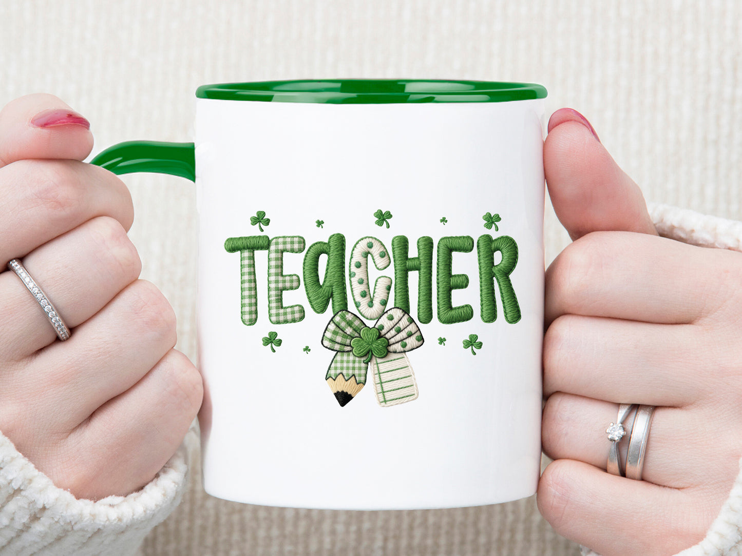 Faux Yarn Teacher St Patrick's Day PNG
