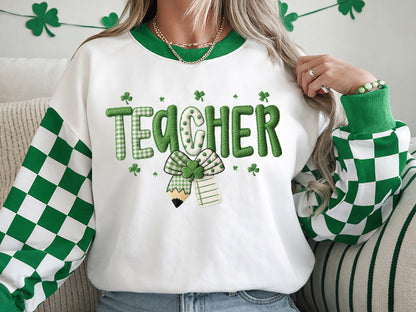 Faux Yarn Teacher St Patrick's Day PNG