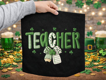 Faux Yarn Teacher St Patrick's Day PNG