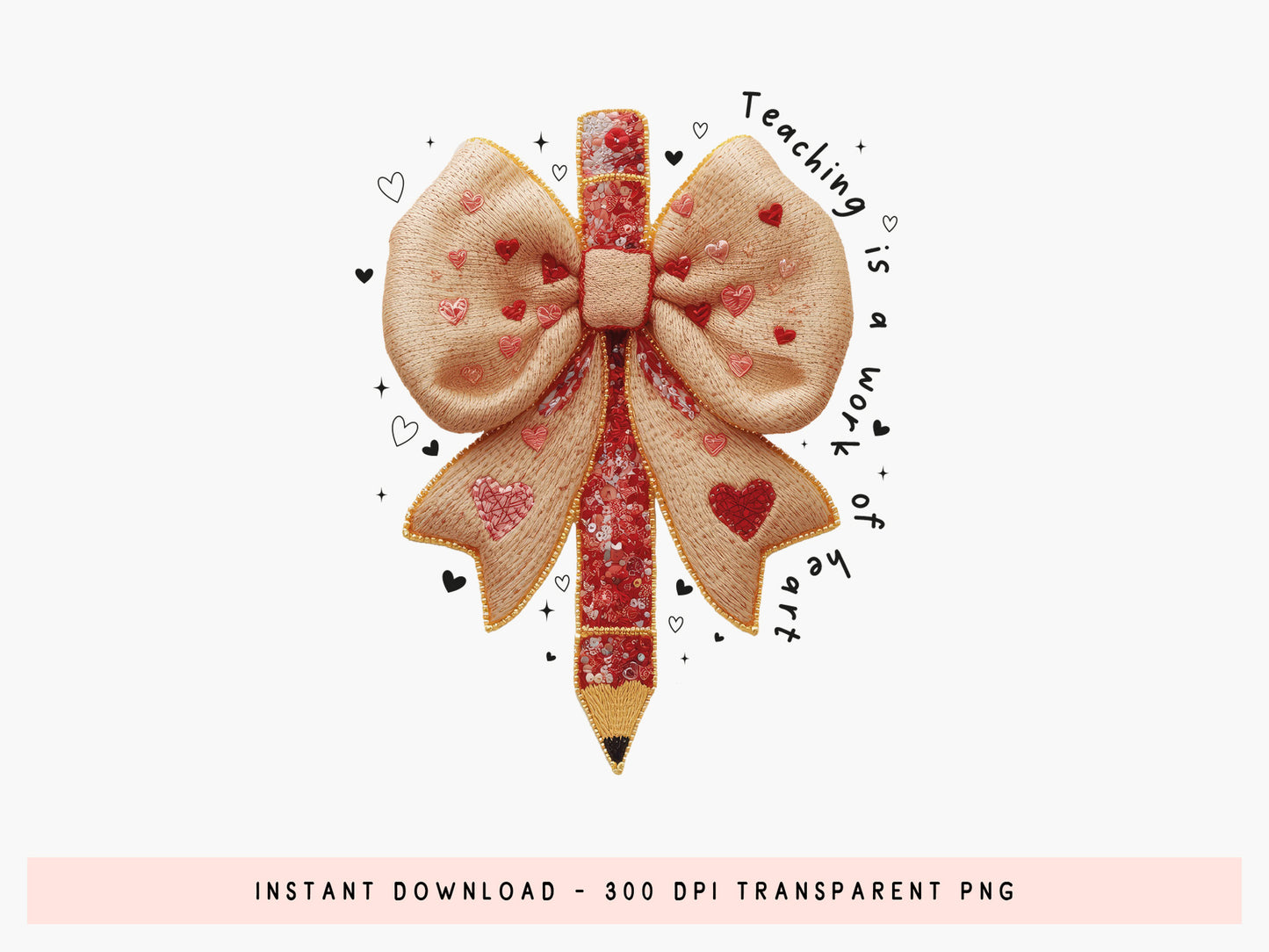 Faux Yarn Teaching is a Work of Heart Valentine PNG