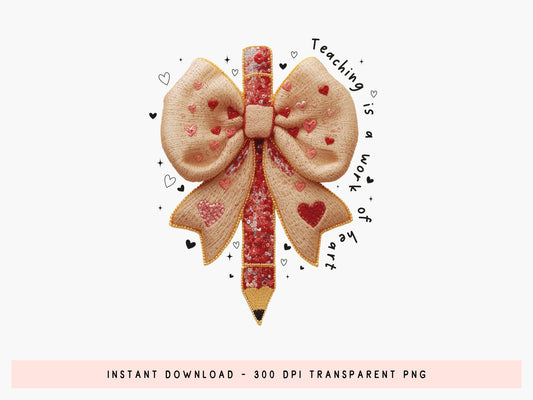 Faux Yarn Teaching is a Work of Heart Valentine PNG