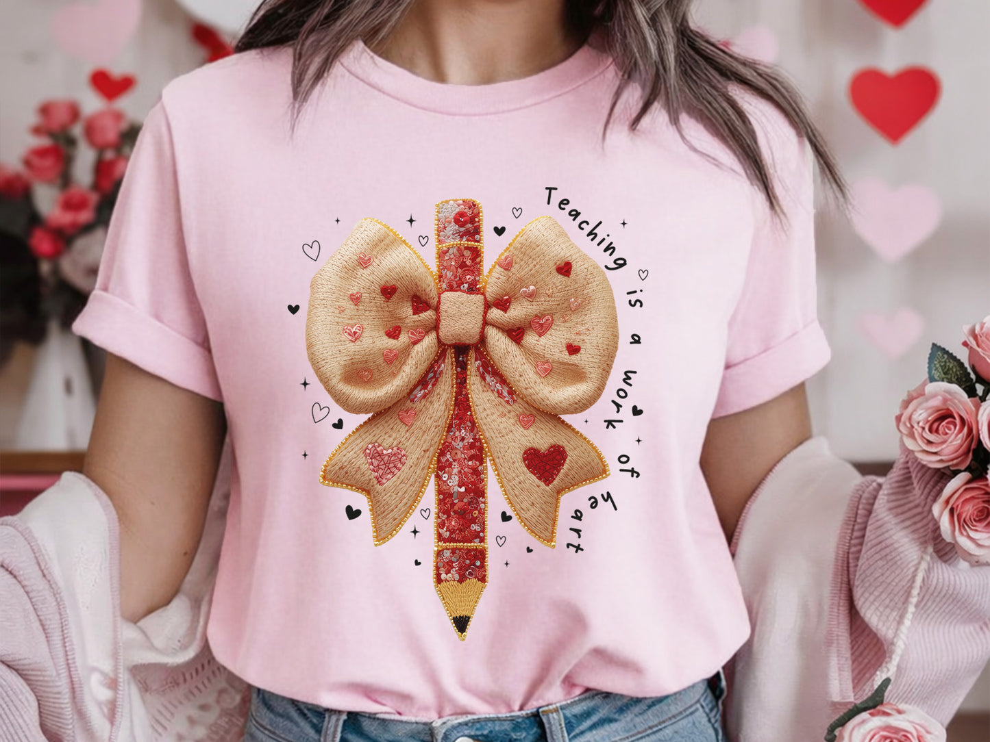 Faux Yarn Teaching is a Work of Heart Valentine PNG