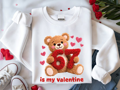 Faux Yarn Teddy Bear 67 is My Valentine Sublimation