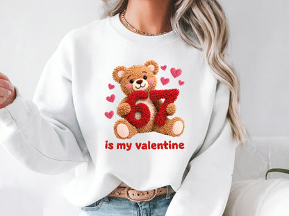 Faux Yarn Teddy Bear 67 is My Valentine Sublimation