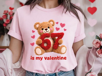 Faux Yarn Teddy Bear 67 is My Valentine Sublimation